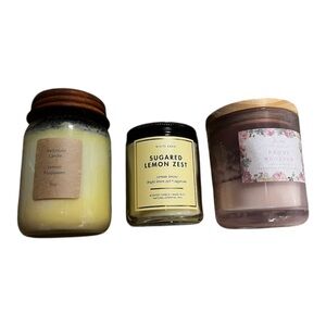 Assorted Scented Candles - Lemon, Sugared Lemon Zest, Peony Blossom